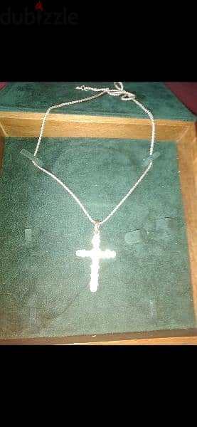 necklace silver tone necklace chain cross strass 4