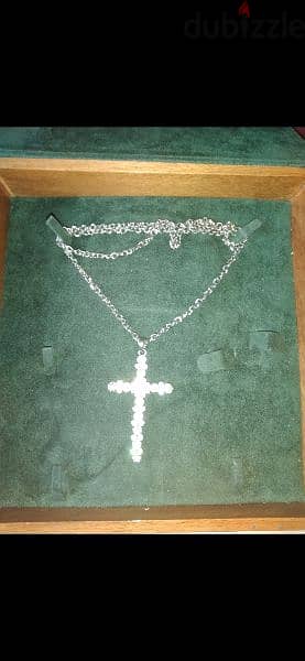 necklace silver tone necklace chain cross strass 5