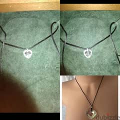 necklace heart shape crystal pendant on satin necklace