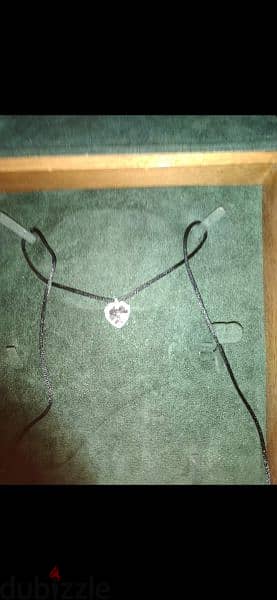necklace heart shape crystal pendant on satin necklace 1