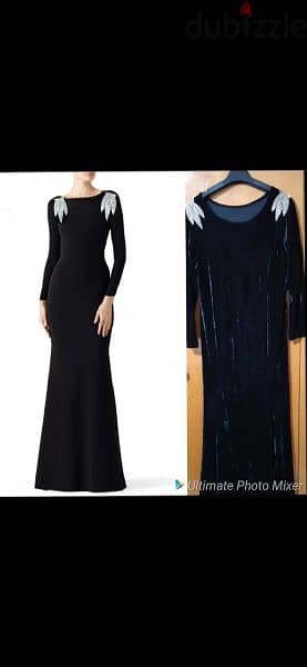 dress long dress maxi black with gold trim shoulders 1