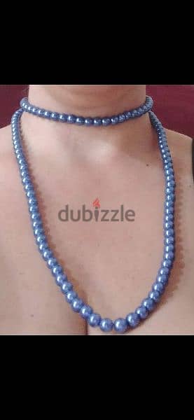necklace blue pearl long necklace 2