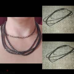 necklace 4 layers grey chain necklace 0