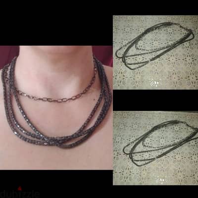 necklace 4 layers grey chain necklace  1=7$ or 3=15$