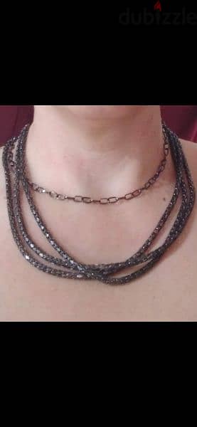 necklace 4 layers grey chain necklace 1
