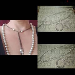 necklace silver colour pearl with bracelet