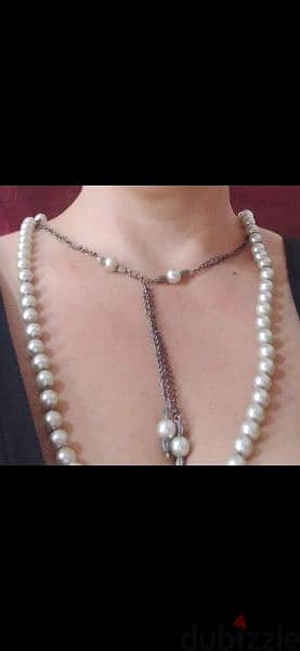 necklace silver colour pearl with bracelet 1