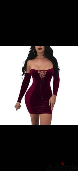 dress burgundy lace up front s to xxL terke 1