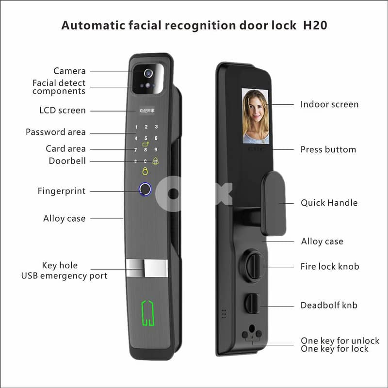 Smart Door Lock 3D Face Fingerprint 3