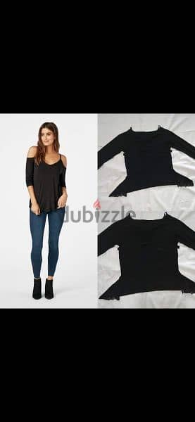 cold shoulder top bas black s to xxL