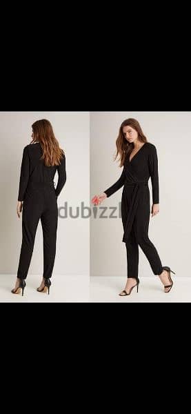 jumpsuit black long sleeve tie front m to xxL terke