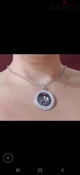 necklace big grey stone strass necklace 2