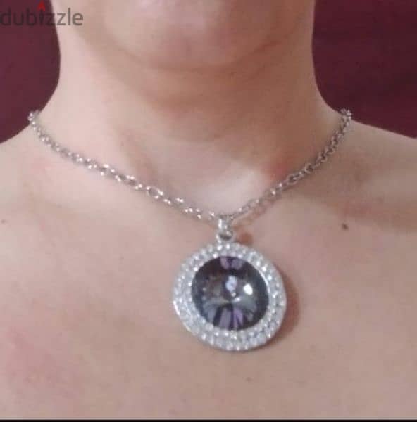 necklace big grey stone strass necklace 3