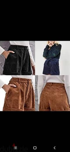 shorts corduroy shorts + belt  بس كحلي باقي s to xL