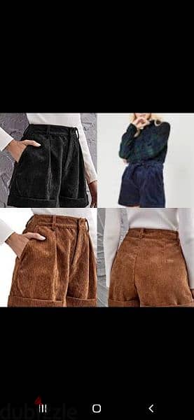 corduroy shorts + belt  بس كحلي باقي s to xL