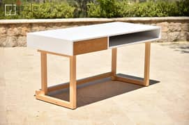 wood desk with one drawer 0