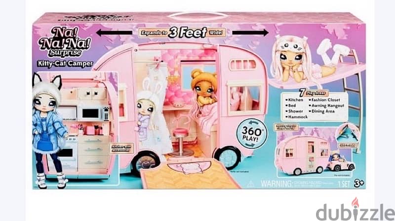 Na Na Na Surprise Kitty-Cat Camper Playset, Pink Toy Car Vehicle 0