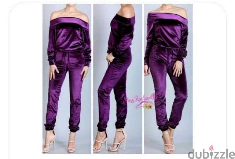 purple jumpsuit offshoulders  s to xxL 3