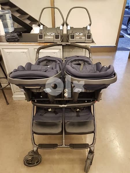 peg perego twin stroller and car seats 2