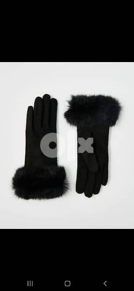 black gloves trimed fur red/ black 2