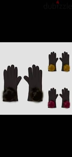 gloves with pum pum fur 3 colours