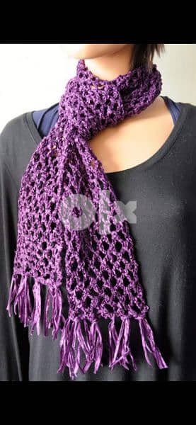 purple wool crochet scarf 2