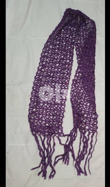 purple wool crochet scarf 3