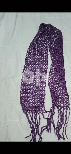 purple wool crochet scarf 5