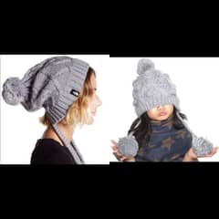 grey wool hat withvover ears. children or women 0