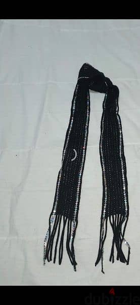 scarf wook black with silver sequin 1