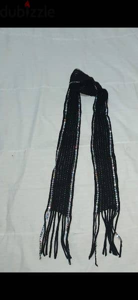 scarf wook black with silver sequin 2