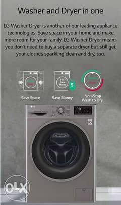 LG washing +dryer  غسالة مع نشافة machine 2 in 1 0