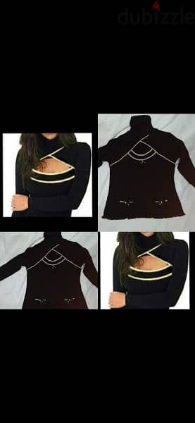 top mock neck gold trim top s to xxL