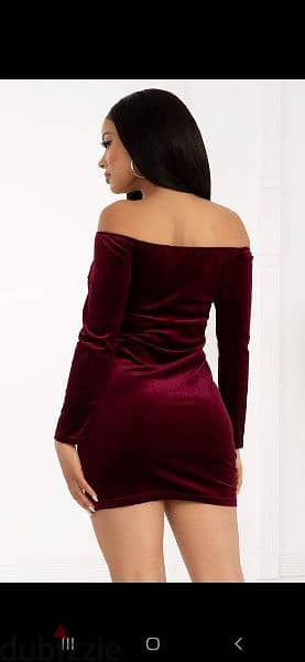 velvet offshoulders wine colour dress s to xxL 3