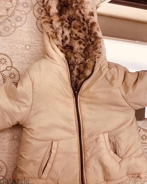 Zara DOUBLE FACED HOODED COAT BEIGE Girl/boy 18-24 Months New With