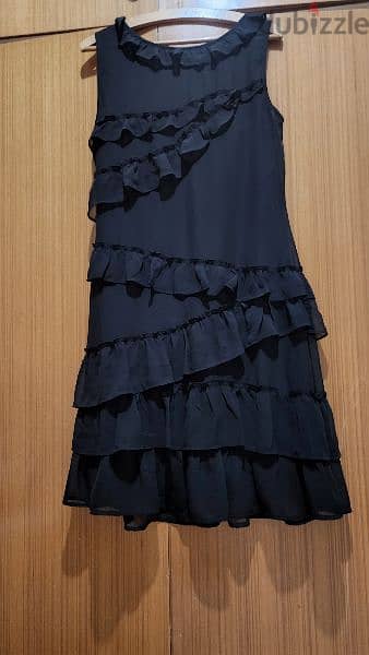 Esprit black ruffle dress 40 فستان 2