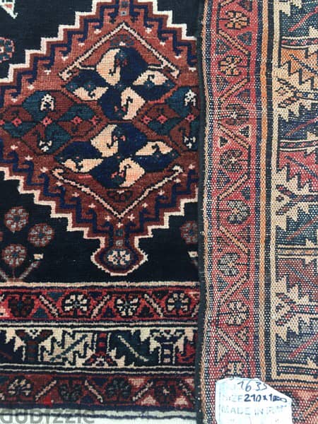 سجاد عجمي. 210/120. Persian Carpet. Hand made. Antique 8