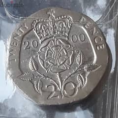 Uk 20 Pence (Year 2000) - Old Coin