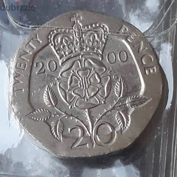 Uk 20 Pence (Year 2000) - Old Coin 0