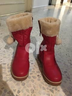 winter red long boots
