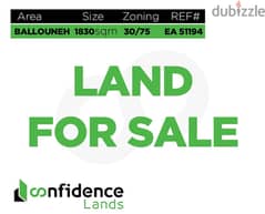 328$/SQM! 1830 SQM Land in Ballouneh for Sale! REF#JE51194 0