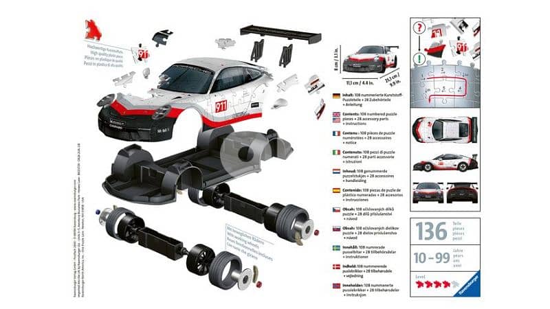 Ravensburger - Puzzle 3D Véhicules - Porsche 911 GT3 Cup 2