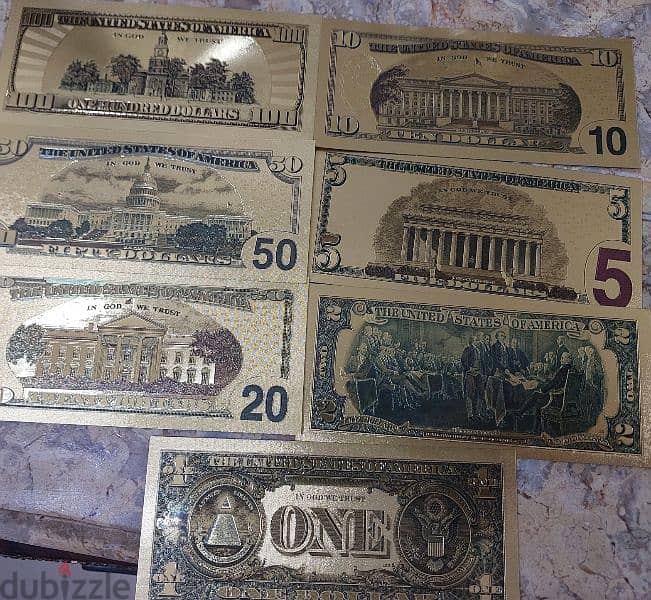 USA Golden plated set of Decorative Banknotes 1