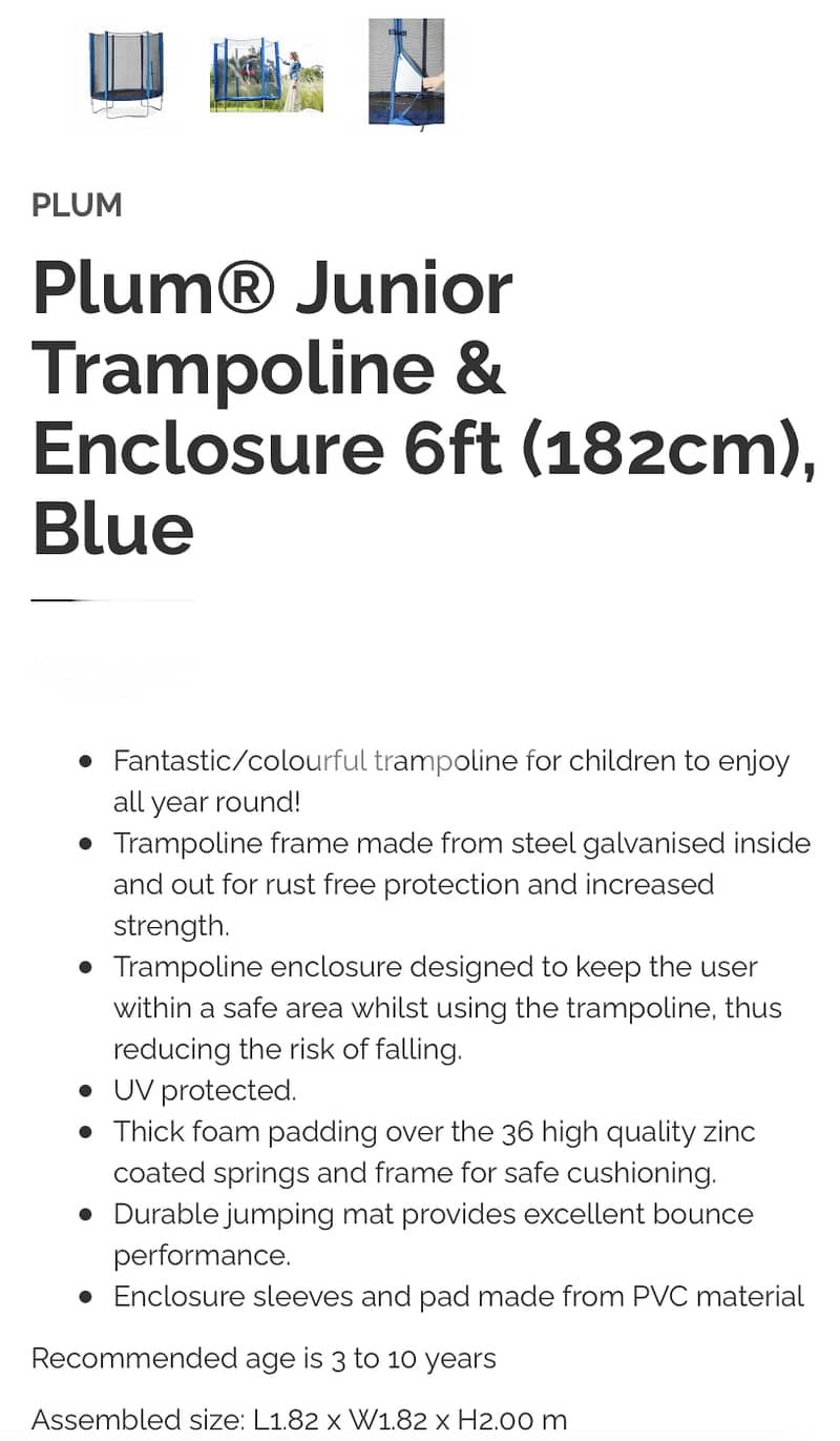 ترامبولين - Trampoline "Plum Junior" 182cm - Blue 4