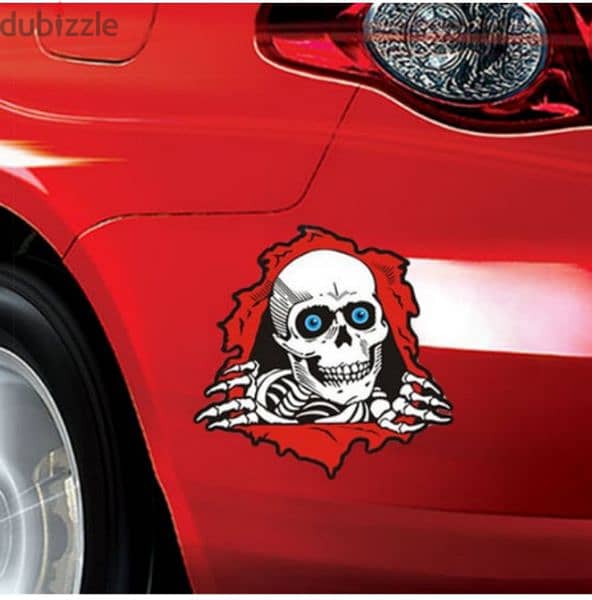 funny skeleton car sticker 0