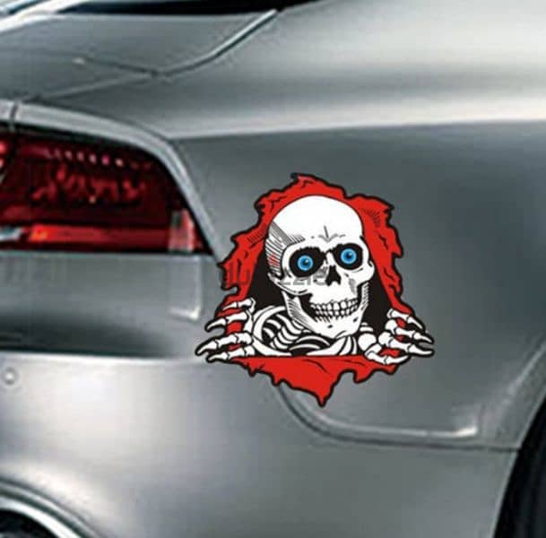 funny skeleton car sticker 2