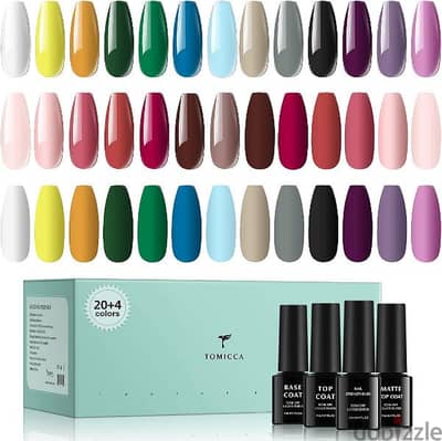 TOMICCA Gel Nail Polish Set, 24 Pcs Pink Green Colors