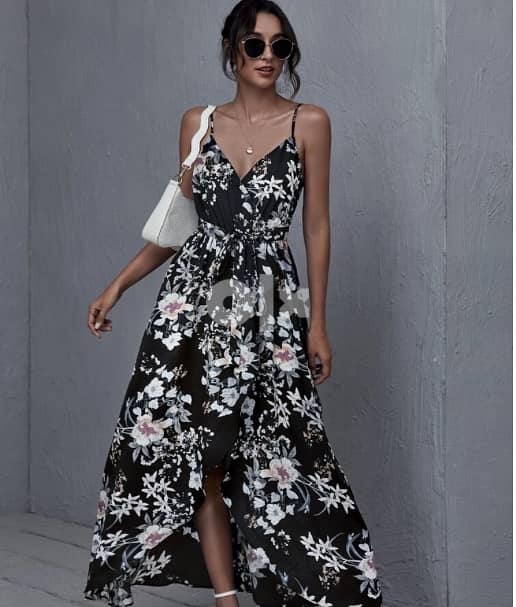 Wrap Belted Floral Print Cami Dress 4