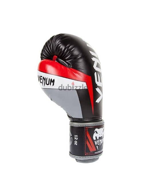New Venum Boxing Gloves Elite Black Grey Red 1