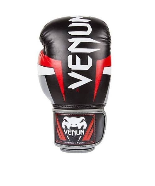 New Venum Boxing Gloves Elite Black Grey Red 2